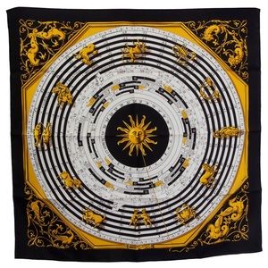Hermès Astrologie 90 Plisse Scarf by artist Francoise Faconnet